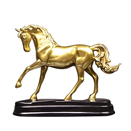 9" Gold Horse Statue Decor Attract Luck & Wealth