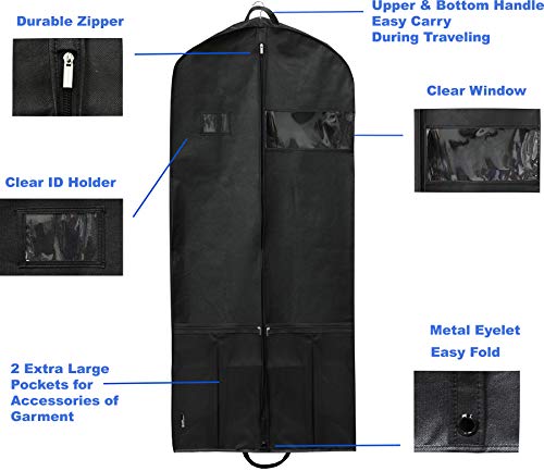 Heavy Duty Garment Bag w/Pocket for Dresses, Coats