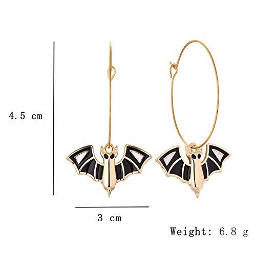 Bat Dangle Hoop Earrings Gold Plated Jewelry for Women