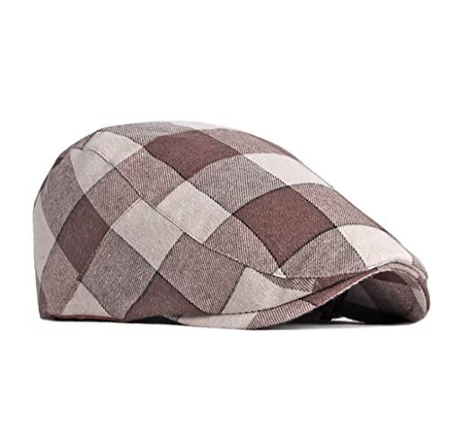 Men Adjustable Colorful Striped Plaid Ivy Newsboy Cabbie Gatsby Cotton Caps