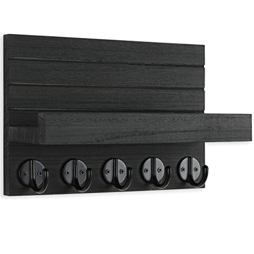 Key Holder for Wall, Decorative Key and Mail Holder with Shelf Has Large Key Hooks for Bags, Coats, Umbrella