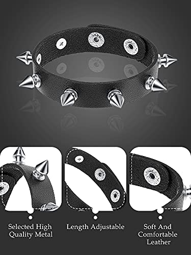 3 Pieces Leather Studded Punk Bracelet for Men/Women