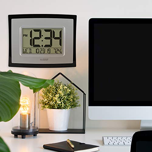 Digital Black Clock with Indoor Temperature