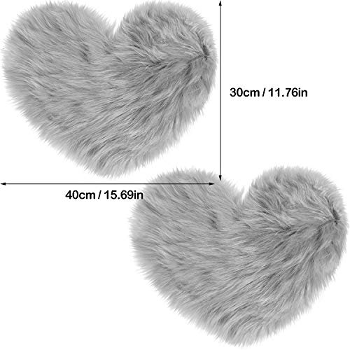 2 Pieces Fluffy Faux Sheepskin Area Rug Heart Shaped, 12 x 16 Inch