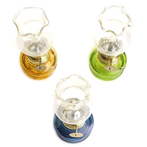 4 inch Tall Glass Kerosene Oil Lamp Lantern (Set of 3)