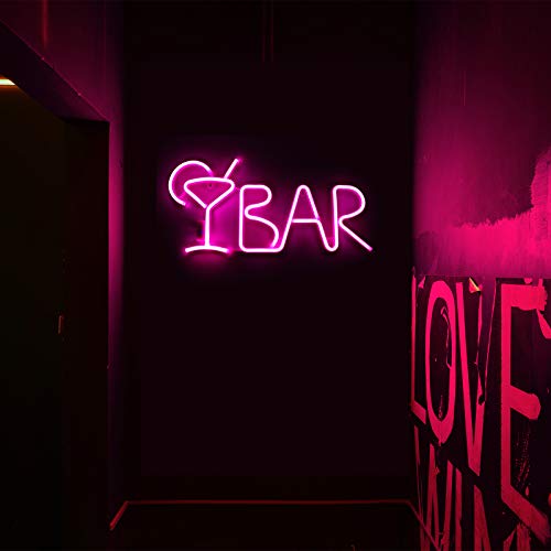 Bar Neon Signs w/ 8 Kind LED Lighting Modes & Remote Control, USB/AA Battery-Powered