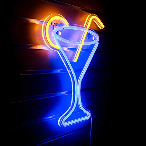 Cocktail Martini Neon Signs for Room Night Light Decoration USB Operated (17”x 13”)