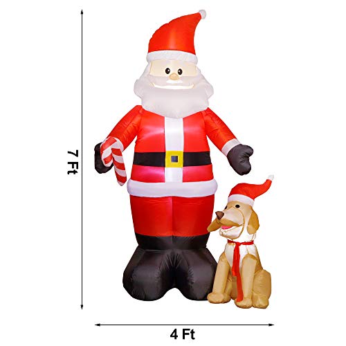 Christmas 7FT Inflatables Lighted Santa Claus w/ Dog