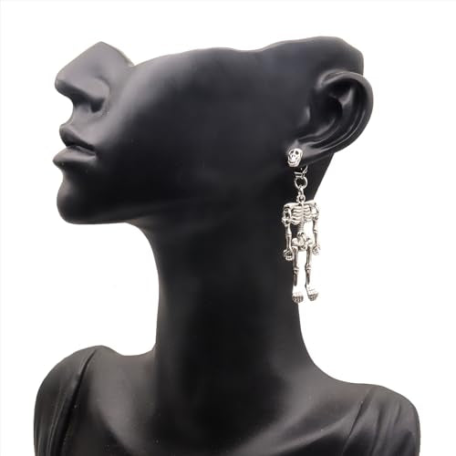 Gothic Skeleton Unique Earrings Punk Human Skull Funny Earrings Ghost Groom Bride Halloween Earrings