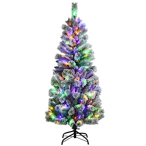 5f/6ft Pre-lit Snow Flocked Christmas Tree Decoration