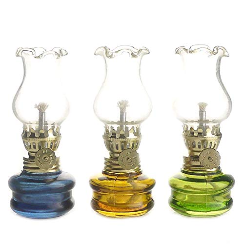 4 inch Tall Glass Kerosene Oil Lamp Lantern (Set of 3)