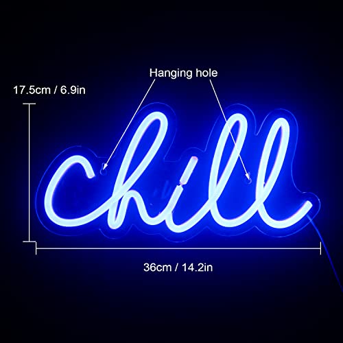 Chill Neon Sign Blue Led Neon Wall Light 14'' x 7''