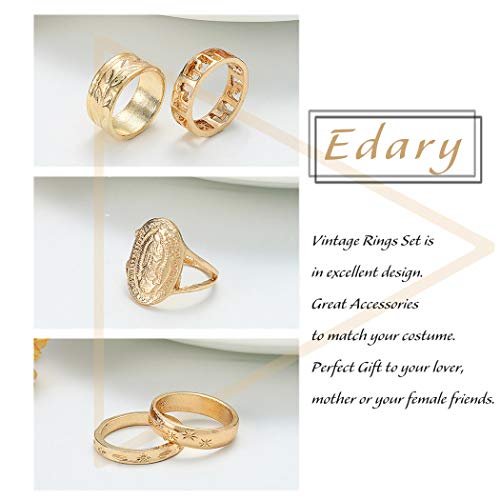 Vintage Ring Set Carved Knuckle Crystal Rings Set Gold Stackable Midi Rings Finger Jewelry for Women