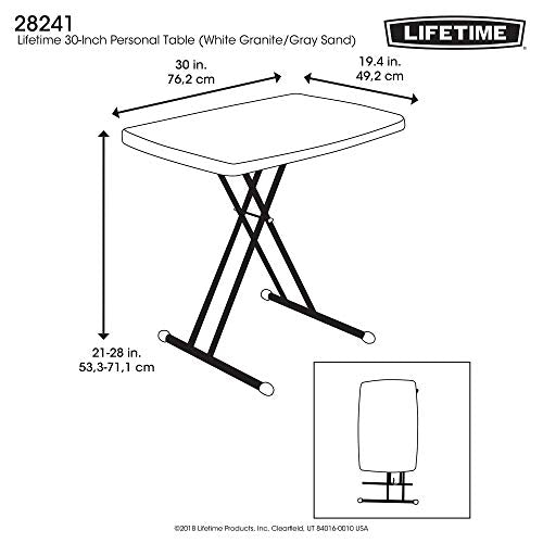 Adjustable Folding Laptop Table TV Tray, 30 inch, White