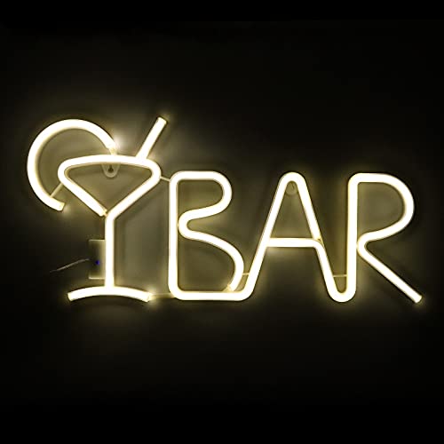 Bar Neon Signs w/ 8 Kind LED Lighting Modes & Remote Control, USB/AA Battery-Powered