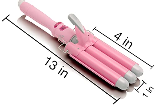 Three Barrel Curling Iron Wand w/ LCD Temperature Display