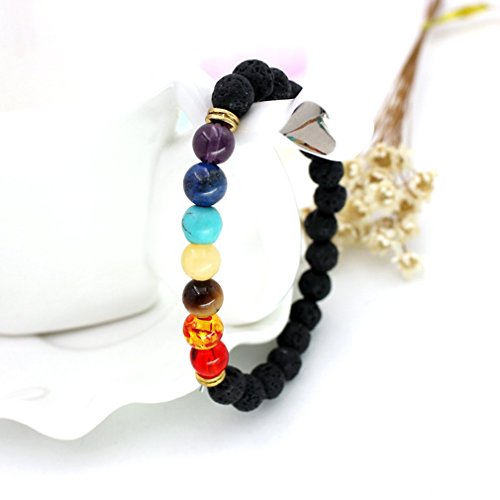 12 PCS Lava Chakra Oil Stone Diffuser Yoga Aromatherapy Essential Natural Stone Bead Bracelet 8MM