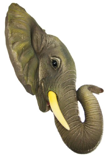 African Elephant Head Mount Wall Statue Mini Bust 9 in.