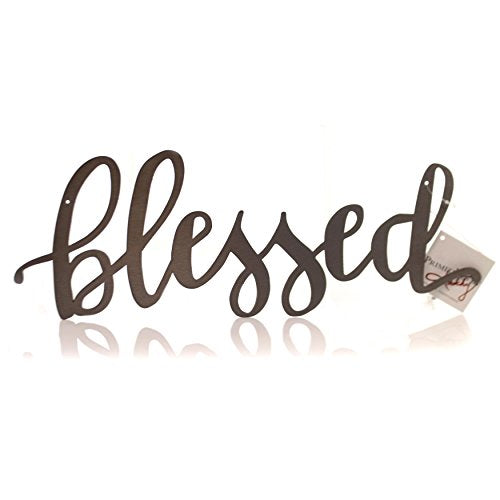 Metal Sign Word-Blessed, 15x5.5 inches for Home Decor