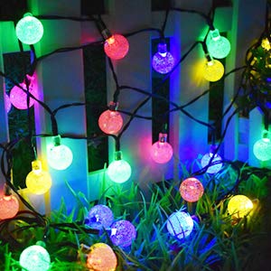 Solar String Lights 60 Led 35.6 Feet Crystal Globe  w/ 8 Lighting Modes