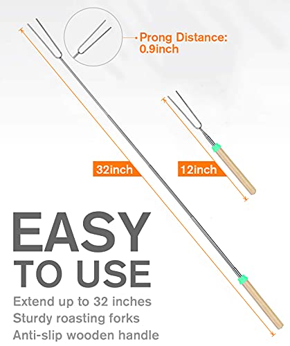 Marshmallow Roasting Sticks  Extend 45" -Smores Sticks for Fire Pit