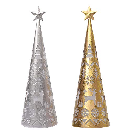 11.6 Inch Lighted Star Cone Tree for Christmas Decorations