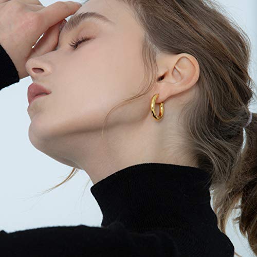 6 Pairs Gold Chunky Hoop Earrings Set for Women Hypoallergenic