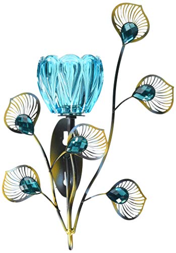 Peacock Flower Wall Sconce, Blue