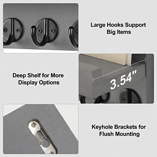 Key Holder for Wall, Decorative Key and Mail Holder with Shelf Has Large Key Hooks for Bags, Coats, Umbrella