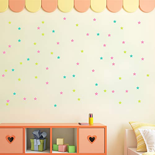 100 Pcs Glow in The Dark Luminous Stars Fluorescent Noctilucent Plastic Wall Stickers