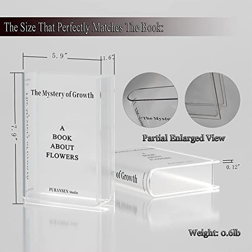 Book Vase for Flowers, Acrylic Clear Book Flower Vase, A Book About Flowers Vase, Unique Home/Bedroom