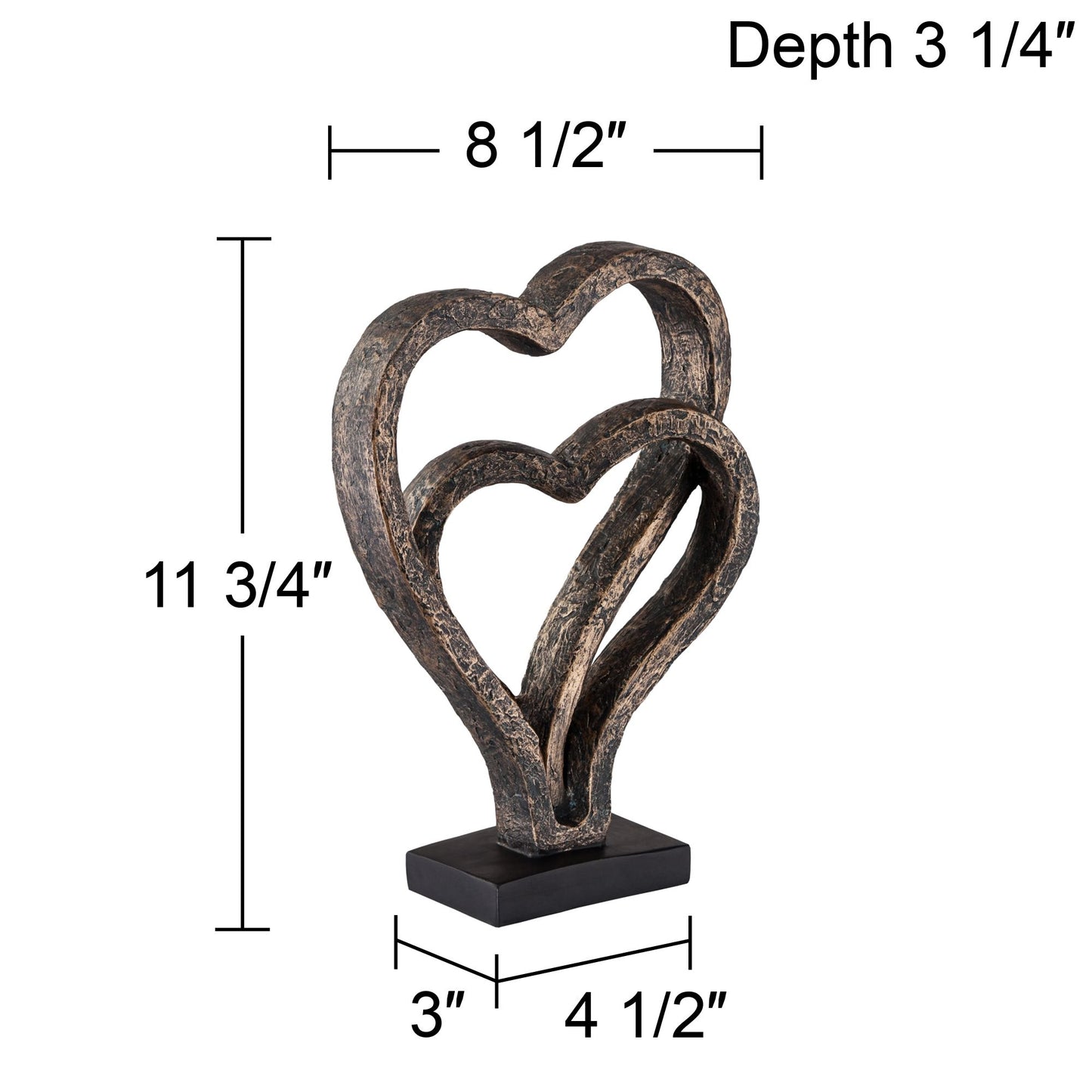 Interlocking Hearts 11 3/4" High Bronze Finish Sculpture