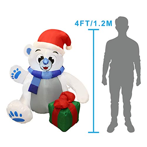 4 ft Christmas Self Inflatable Polar Bear w/  LED Lights