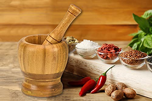 4 inch Bamboo Wooden Mortar and Pestle Set