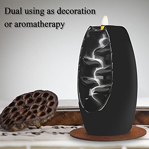 Ceramic Backflow Incense Holder Waterfall Incense Burner Bundle includes 120 Backflow Incense Cones + 30 Incense Sticks, Aromatherapy Home Decor