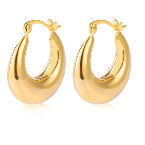 6 Pairs Gold Chunky Hoop Earrings Set for Women Hypoallergenic