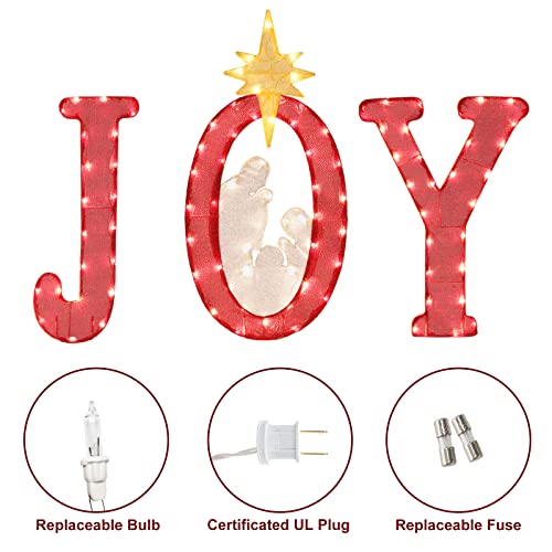 45'' Tall Pre-Lit Christmas Joy Nativity Yard Sign Decoration