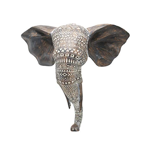 11" Carved African Elephant Wall Bust Sculpture