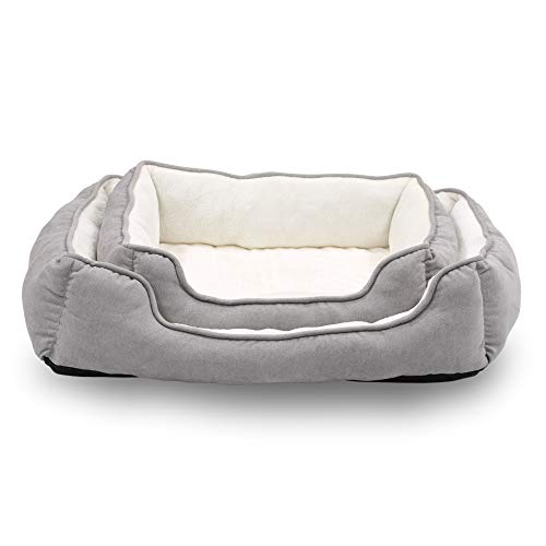 Reversible Rectangle Pet Bed w/ Dog Paw Printing, 25 by 21 inches