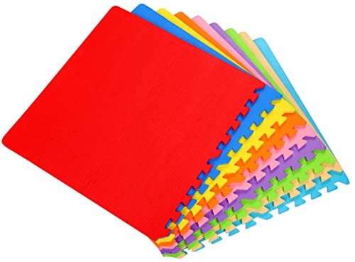 Kid's Puzzle Exercise Play Mat with EVA Foam Interlocking Tiles, 9 Colors (36 Tiles)