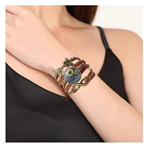 Sunflower Leather Bracelet for Women