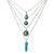 Silver Turquoise Layered Necklaces for Women Girls