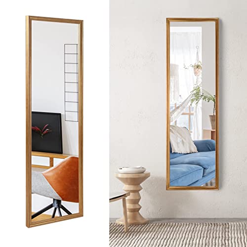 2 Pack 14x48 inch Large Gold Full Length Mirror for Wall Mounted & Over The Door -Explosion-Proof