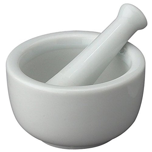 Mortar and Pestle Spice Herb Grinder Pill Crusher Set, Fine-Quality Porcelain