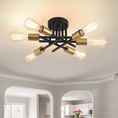 Light Fixtures Ceiling Mount 6 Lights, Modern Semi Flush