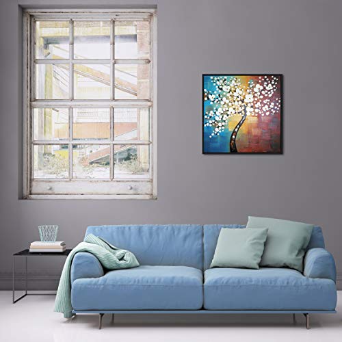 Modern Abstract White Flowers Oil Paintings on Canvas Wall Art 100% Hand Painted