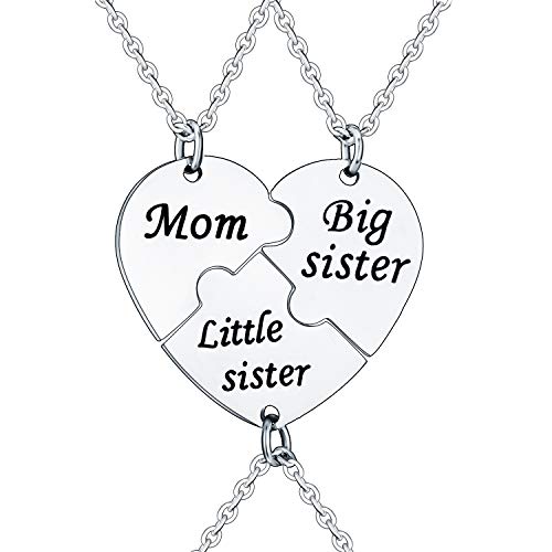 Best Friends Sister Necklace Women Big Middle Little Sis Mother Dad Heart  Pendant Necklace Creative BFF Family Jewelry Collier | Wish