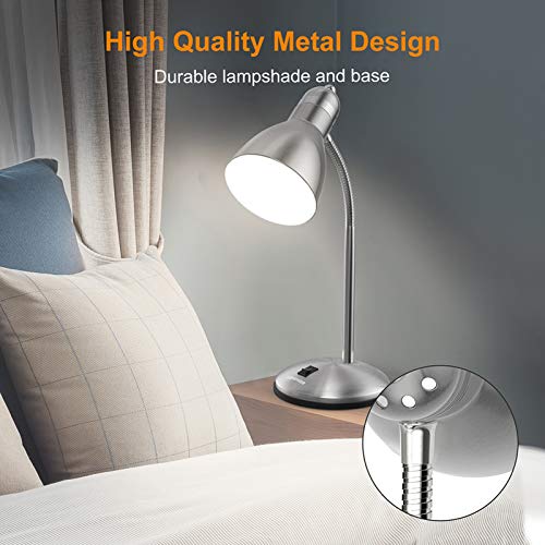 Eye Caring Metal Desk Lamp, Adjustable Goose Neck