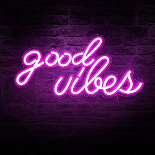 Good Vibes Neon Signs for Wall Decor Powered by USB