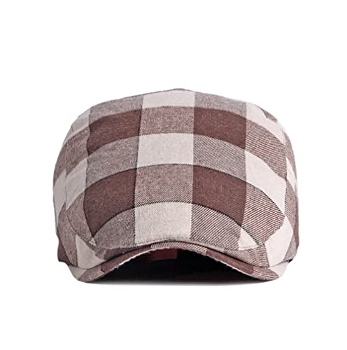 Men Adjustable Colorful Striped Plaid Ivy Newsboy Cabbie Gatsby Cotton Caps